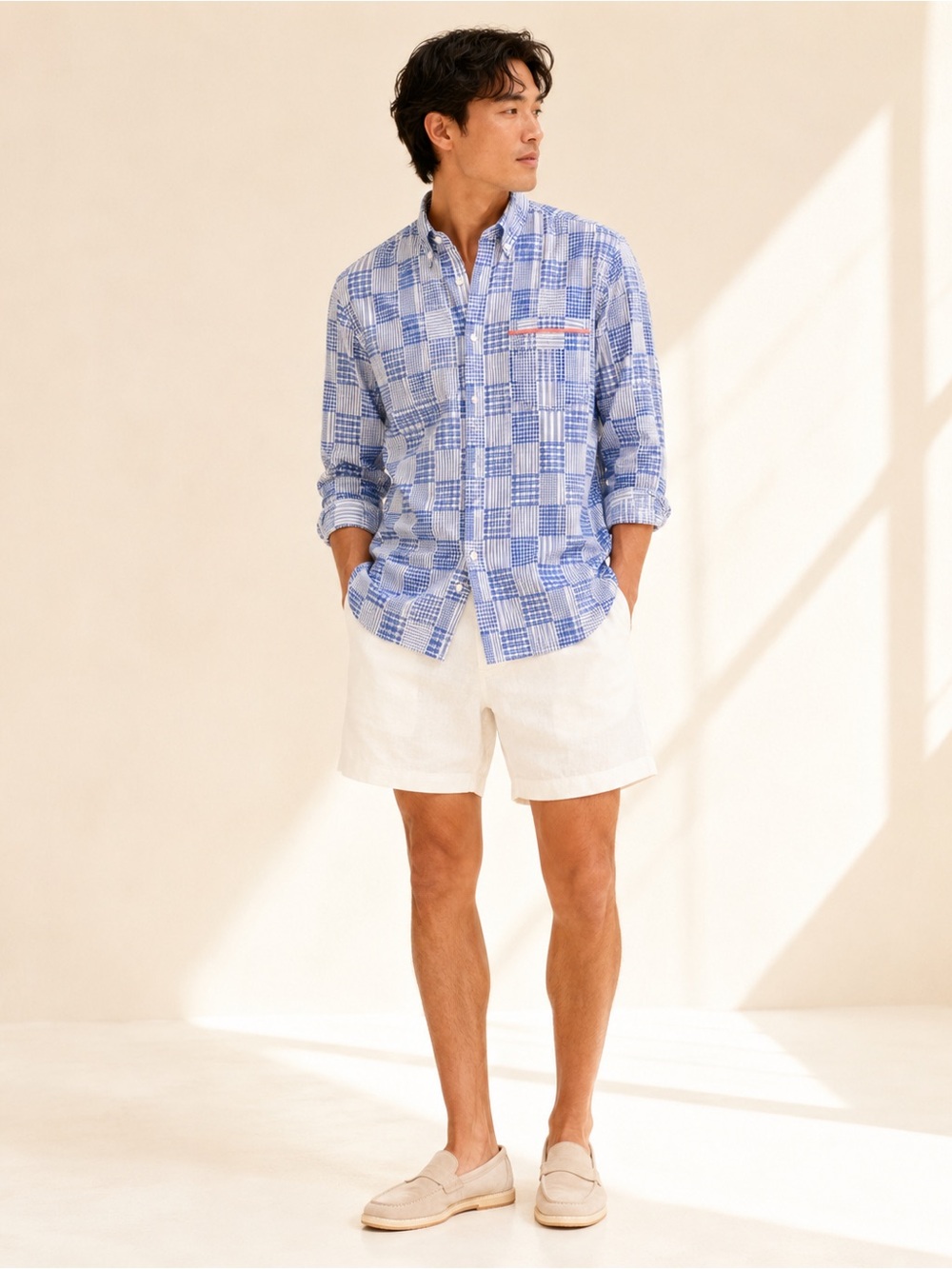 Paul & Shark Yachting Patchwork Cotton Shirt Italy Quiet Luxury Checked Sz 42/L